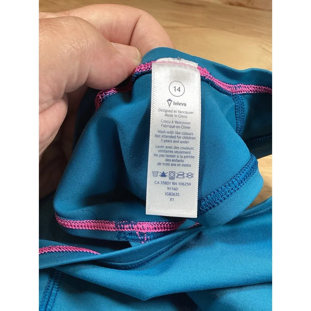 Girls  Ivivva by Lululemon racerback jumpsuit Dance Gymnastics- Teal- 14